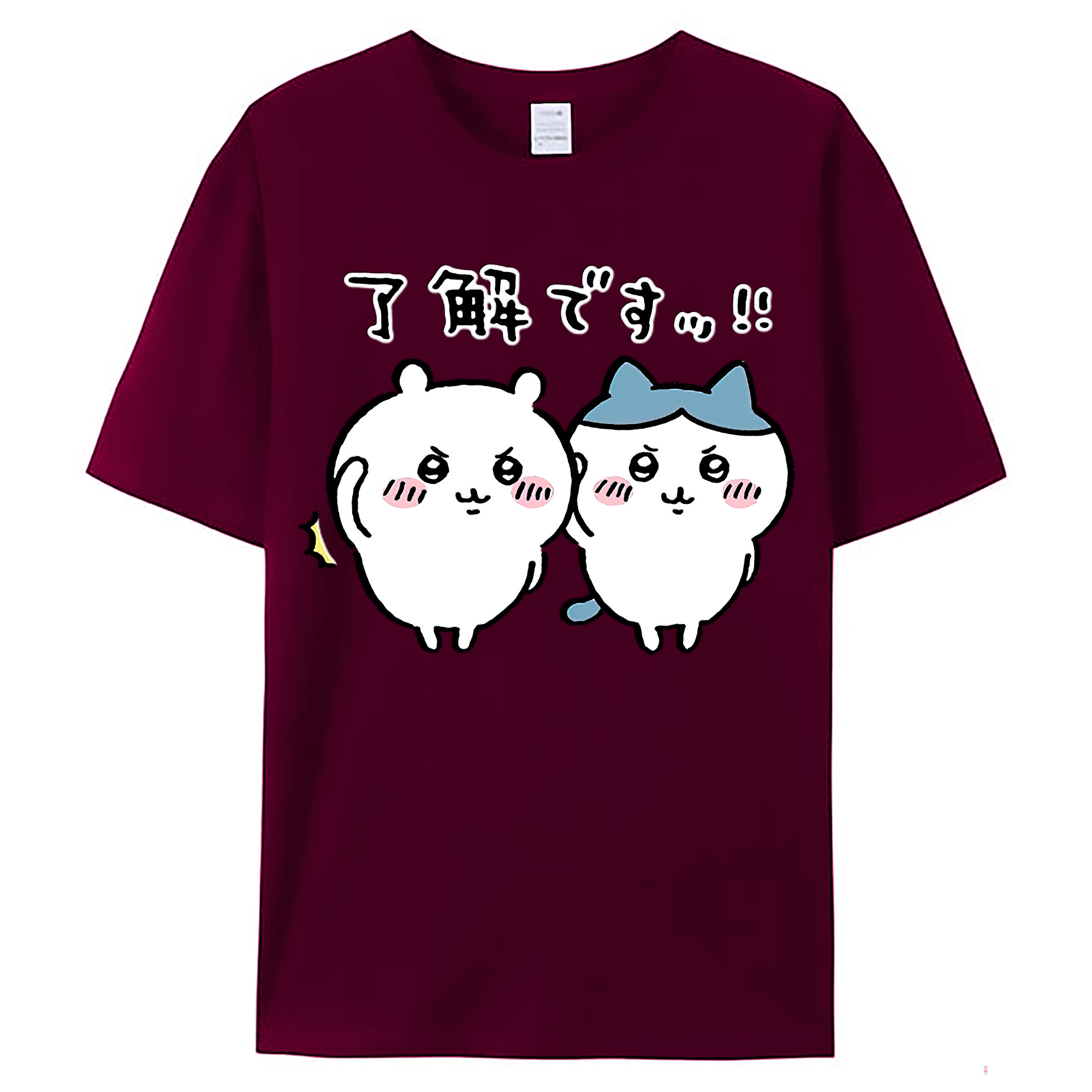 （画像用） ちいかわ ハチワレ Chii-kawa hachiware レディースカジュアルプリントTシャツ（綿100％）